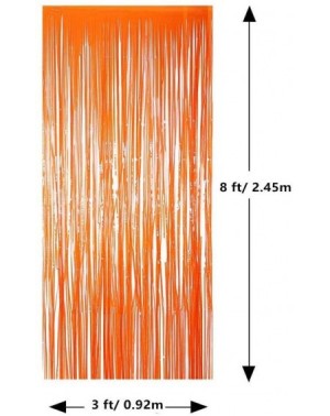 Photobooth Props 3 ft x 8 ft Orange Black Foil Curtains Metallic Foil Fringe Curtain for Birthday Christmas Halloween Party P...