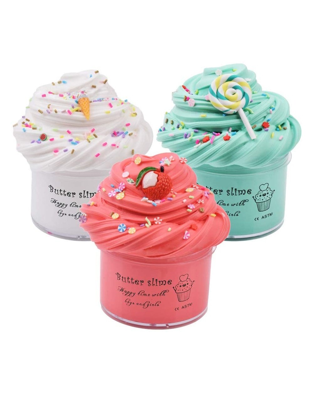 Favors 3 Pack Cup Cake Slime Kits-Super Soft-Stretchy and Non Sticky Sensory-Stress Relief Toys-DIY Educational Game for Kids...