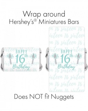 Favors Sweet Sixteen 16th Birthday Mini Candy Bar Wrappers- 45 Stickers (Blue and Silver) - Blue and Silver - CA186MK8URL $9.70