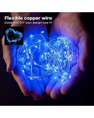 Indoor String Lights 2 Pack Blue Christmas String Lights- 33ft 100 LED Fairy Lights Battery Operated with Remote- 8 Modes Sil...