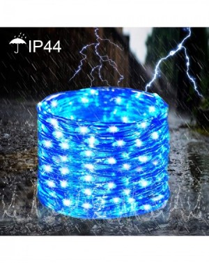 Indoor String Lights 2 Pack Blue Christmas String Lights- 33ft 100 LED Fairy Lights Battery Operated with Remote- 8 Modes Sil...