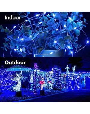 Indoor String Lights 2 Pack Blue Christmas String Lights- 33ft 100 LED Fairy Lights Battery Operated with Remote- 8 Modes Sil...