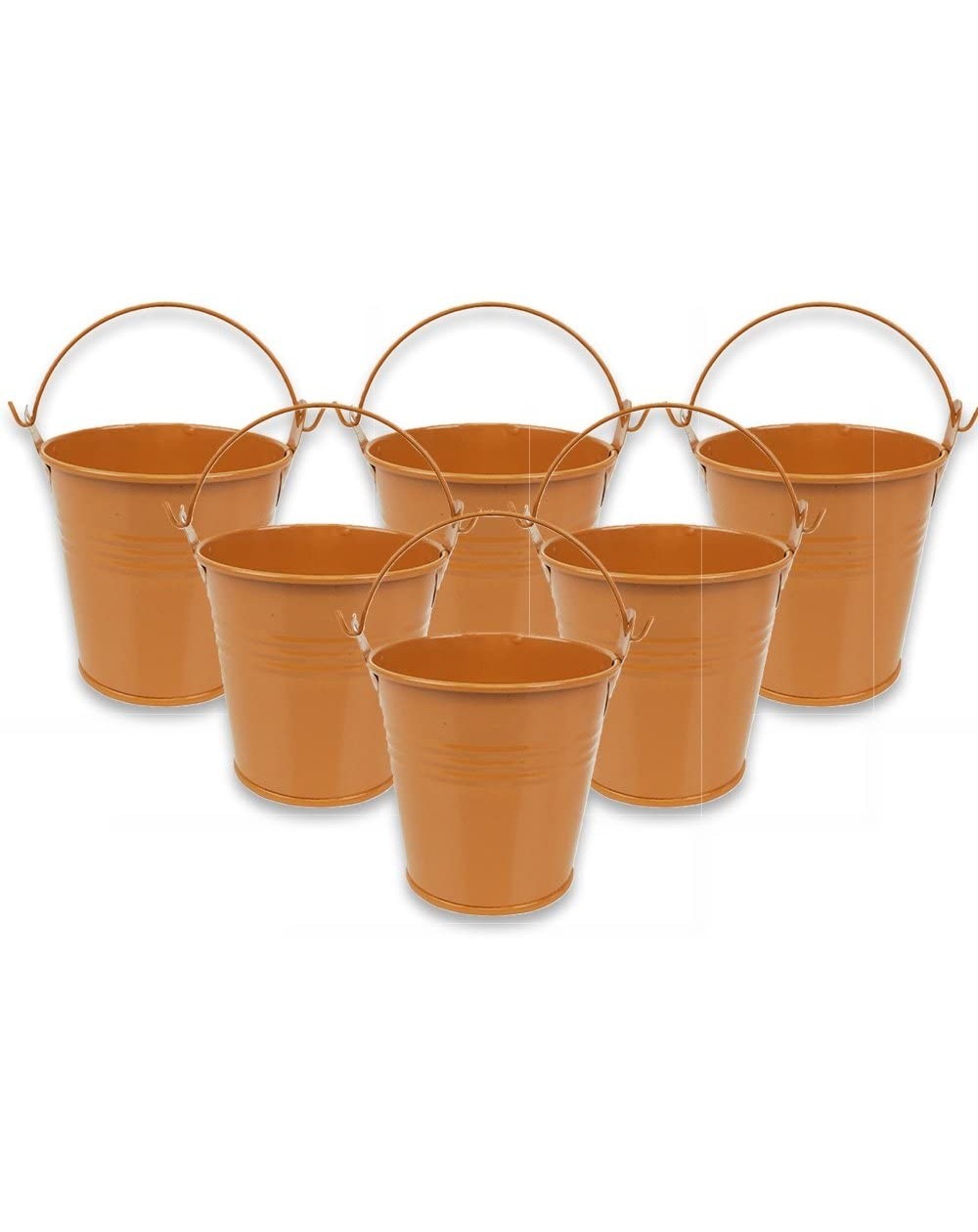 Favors Mini 3-Inch Height Metal Crayon/Pencil Holder Favor Bucket Pail (6pcs- Orange) - Metal Favor Buckets and Craft Supply ...