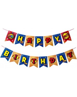 Banners Superhero Birthday Party Supplies-Superhero Happy Birthday Banner（ Pre-assembled ） - CO19IA9ULN2 $9.91