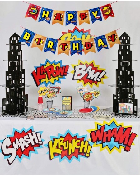 Banners Superhero Birthday Party Supplies-Superhero Happy Birthday Banner（ Pre-assembled ） - CO19IA9ULN2 $9.91