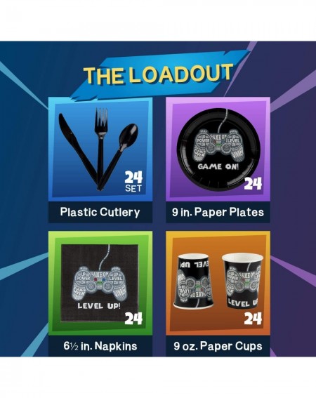 Party Packs Video Game Party Bundle- Includes Plates- Napkins- Cups- and Cutlery (24 Guests-144 Pieces) - CR18CG05X7I $14.01