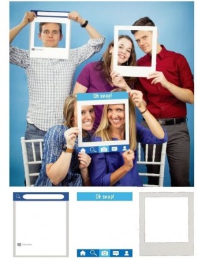 Photobooth Props (324566) 3-Piece Photo Prop Frames- Social Media Snaps - C617YC606L7 $7.86