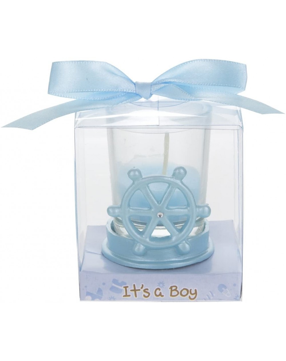 Favors 12 pcs Party Keepsake Baby Blue Sail Boat Wheel Candle Set- Awesome Party Favors for Baby Shower Announcement Parties-...