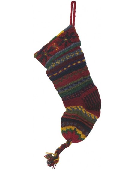 Stockings & Holders Handknit Wool Christmas Stockings - Red and Yellow Stripe - CZ187ODTZ9L $39.27