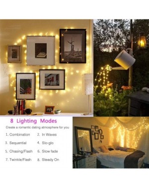 Outdoor String Lights 2 Pack 33ft 100 Led Christmas Fairy Lights- Battery Operated Waterproof 8 Modes with Remote Timer Twink...