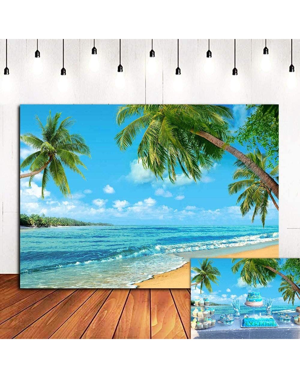 Summer Island Scene Photography Backdrop Beach Sea Palm Hawaiian Themed ...