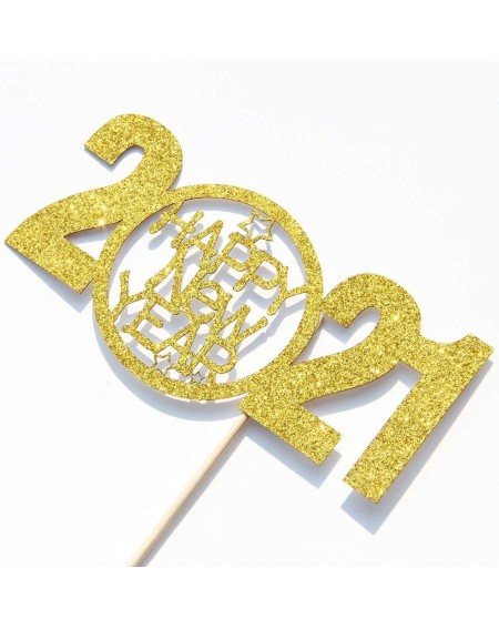 Cake & Cupcake Toppers Gold Glitter Happy New Year 2021 Cake Topper - Hello 2021- Welcome 2021- Cheers to 2021 Cake Topper- M...