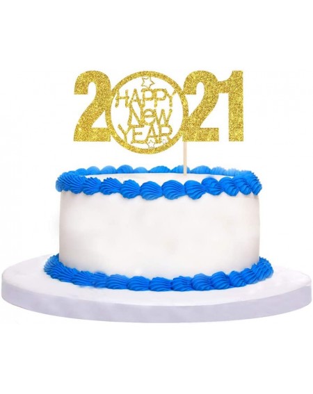 Cake & Cupcake Toppers Gold Glitter Happy New Year 2021 Cake Topper - Hello 2021- Welcome 2021- Cheers to 2021 Cake Topper- M...