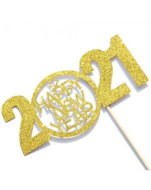 Cake & Cupcake Toppers Gold Glitter Happy New Year 2021 Cake Topper - Hello 2021- Welcome 2021- Cheers to 2021 Cake Topper- M...