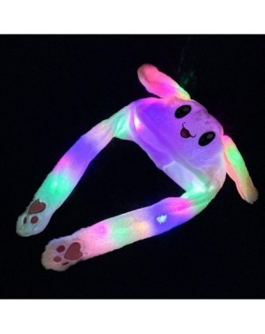 Party Hats Led Glowing Plush Moving Rabbit Hat Dancing Bunny Ears Pinching Ear to Move Vertically Cartoon Animal Toys Hat - B...