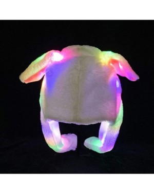 Party Hats Led Glowing Plush Moving Rabbit Hat Dancing Bunny Ears Pinching Ear to Move Vertically Cartoon Animal Toys Hat - B...