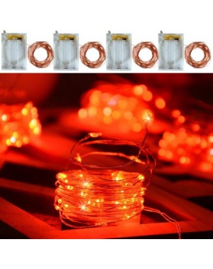 Indoor String Lights Battery Operated Red Christmas Lights Mini- 4 Packs 16.4Ft 50 LED Red LED Mini String Lights- Twinkling ...