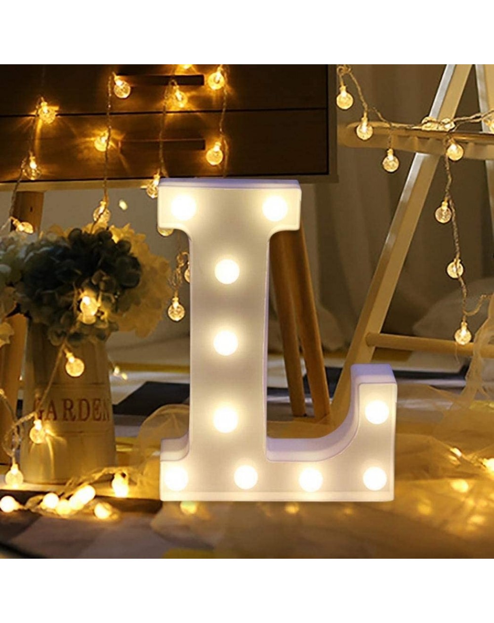 Indoor String Lights LED Marquee Letter Lights Sign 26 Alphabet Light Up Letters Sign for Night Light Wedding Birthday Party ...