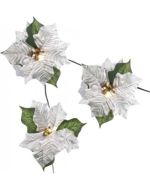 Garlands Cordless Lighted Poinsettia Garland - Silver - Silver - CA180TLGO9R $16.85