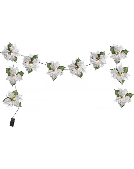 Garlands Cordless Lighted Poinsettia Garland - Silver - Silver - CA180TLGO9R $16.85