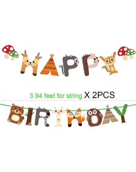 Banners 15pcs Woodland Animals Happy Birthday Banner Decoration for Woodland Garland Forest Theme Birthday Festival Party - C...