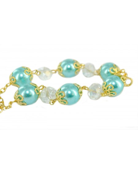 Favors 12 Pcs Rosary Bracelet with Cross Baptism Party Favors Wedding Favors- Quinceanera Favors (Teal - Gold) - Teal - Gold ...