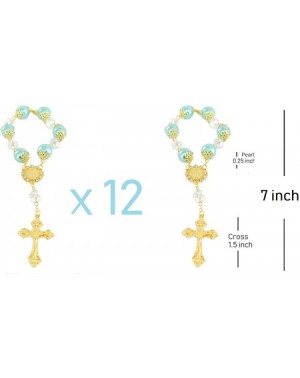 Favors 12 Pcs Rosary Bracelet with Cross Baptism Party Favors Wedding Favors- Quinceanera Favors (Teal - Gold) - Teal - Gold ...