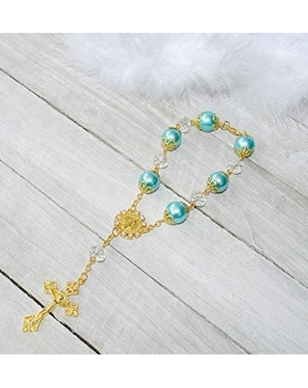 Favors 12 Pcs Rosary Bracelet with Cross Baptism Party Favors Wedding Favors- Quinceanera Favors (Teal - Gold) - Teal - Gold ...