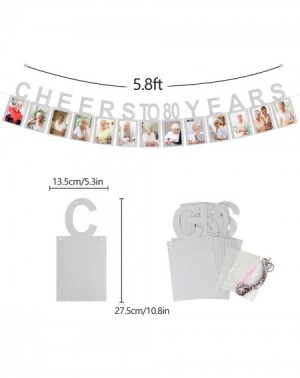 Banners & Garlands Cheers to 80 Years Silver Photo Banner Happy 80th Birthday Milestone Anniversary Party Decoration Hanging ...