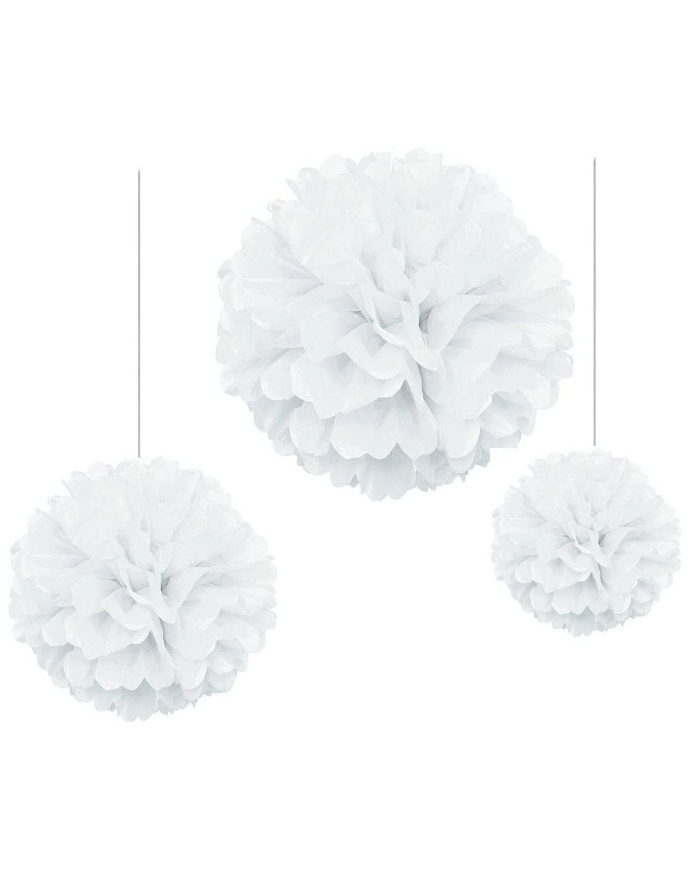 Tissue Pom Poms 12PCS Mixed Sizes White Tissue Paper Flower Pom Poms Pompoms Wedding Birthday Party Nursery Decoration - CO12...