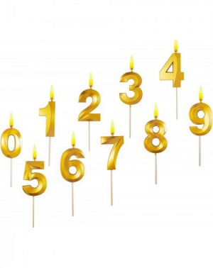 Cake Decorating Supplies Gold Glitter Happy Birthday Cake Candle Numbers Decoration - Number Candles 3D Design Cake Topper De...