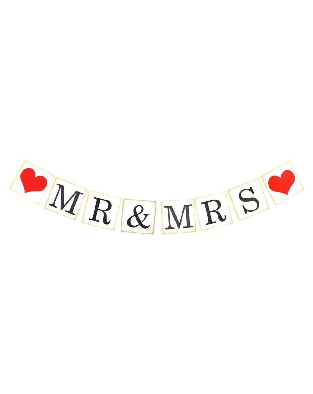 Banners & Garlands Mr & Mrs Party Banner-Bunting Banner Red Heart for Wedding Bridal Shower Decoration - CQ18G697LC4 $8.43