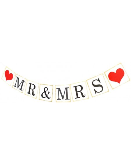 Banners & Garlands Mr & Mrs Party Banner-Bunting Banner Red Heart for Wedding Bridal Shower Decoration - CQ18G697LC4 $8.43