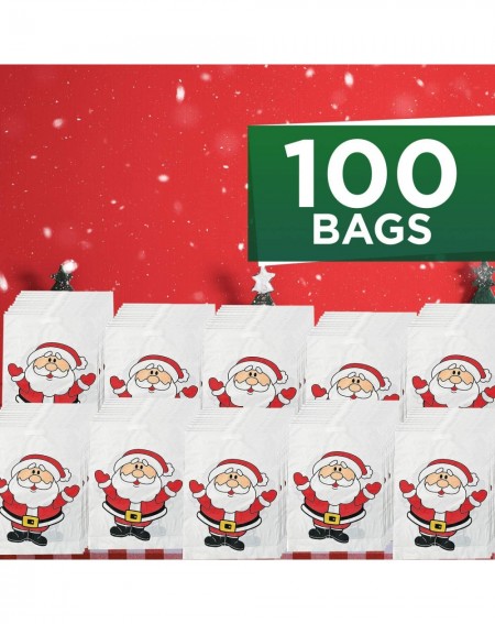 Party Packs Plastic Santa Goody Bags - 2-Pack - 100 Total Count - Great for Holiday Celebrations- Themed Parties- and Gift-Gi...