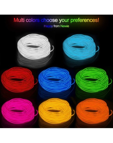 Outdoor String Lights El Wire Blue Waterproof 16.5ft electroluminescent Wire with Battery Pack 4 Modes for Wedding Lights Fes...