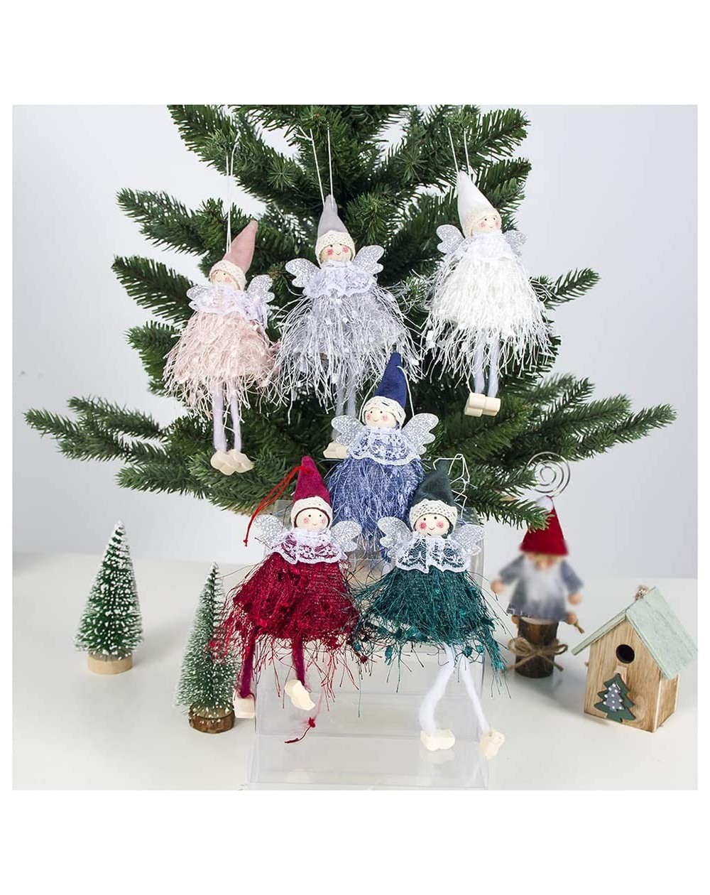 Ornaments 6 PCS Christmas Tree Decorations Ornaments Set-Christmas Tree Pendant Plush Angel Ornaments Doll Hanging Tags Hangi...