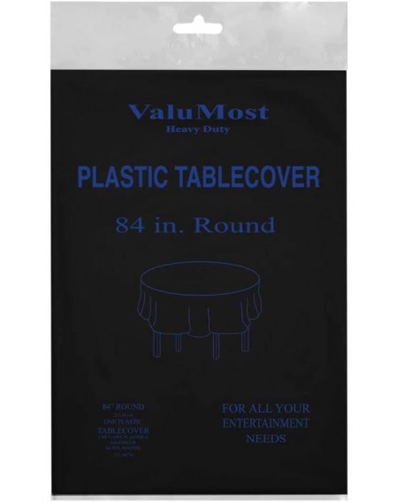 Tablecovers ValuMost Round Plastic Table Cover Available in 16 Colors- 84"- Black - Black - C211DGD8ZRZ $7.42