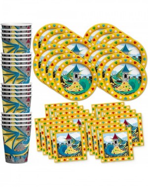 Party Packs Mythical Dragon Birthday Party Supplies Set Plates Napkins Cups Tableware Kit for 16 - CS17YA63RIN $15.04