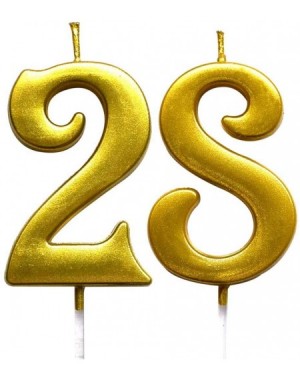 Cake Decorating Supplies Gold 28th Birthday Numeral Candle- Number 28 Cake Topper Candles Party Decoration for Women or Men -...