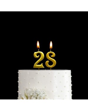 Cake Decorating Supplies Gold 28th Birthday Numeral Candle- Number 28 Cake Topper Candles Party Decoration for Women or Men -...