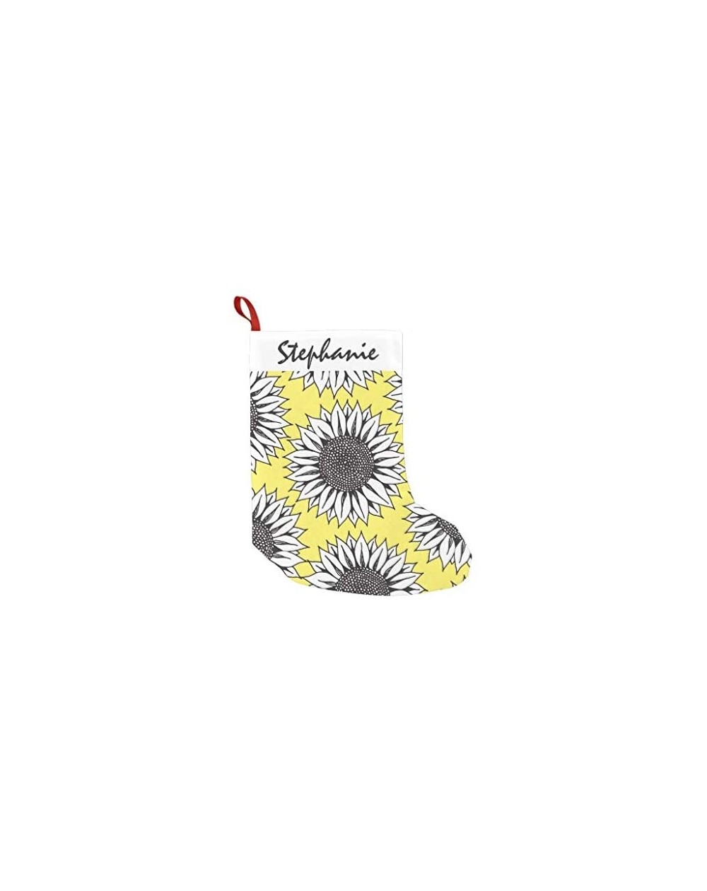 Stockings & Holders Personalized 10.4" x 16.8" Christmas Stocking- Xmas Stocking- Yellow Sunflower in Black and White Hand Dr...