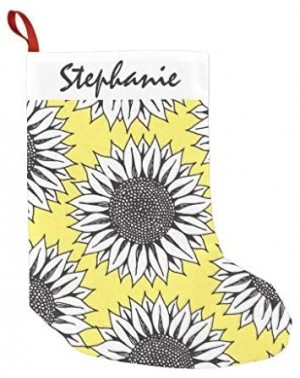 Stockings & Holders Personalized 10.4" x 16.8" Christmas Stocking- Xmas Stocking- Yellow Sunflower in Black and White Hand Dr...