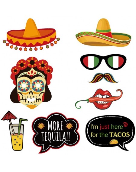 Photobooth Props 36 Pack Fiesta Party Decorations Photo Booth Props Selfie Props Sugar Skull Llama Poncho Sombrero Margarita ...