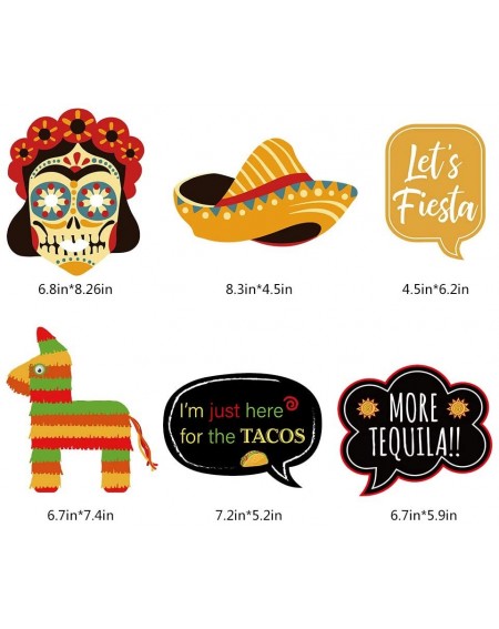 Photobooth Props 36 Pack Fiesta Party Decorations Photo Booth Props Selfie Props Sugar Skull Llama Poncho Sombrero Margarita ...