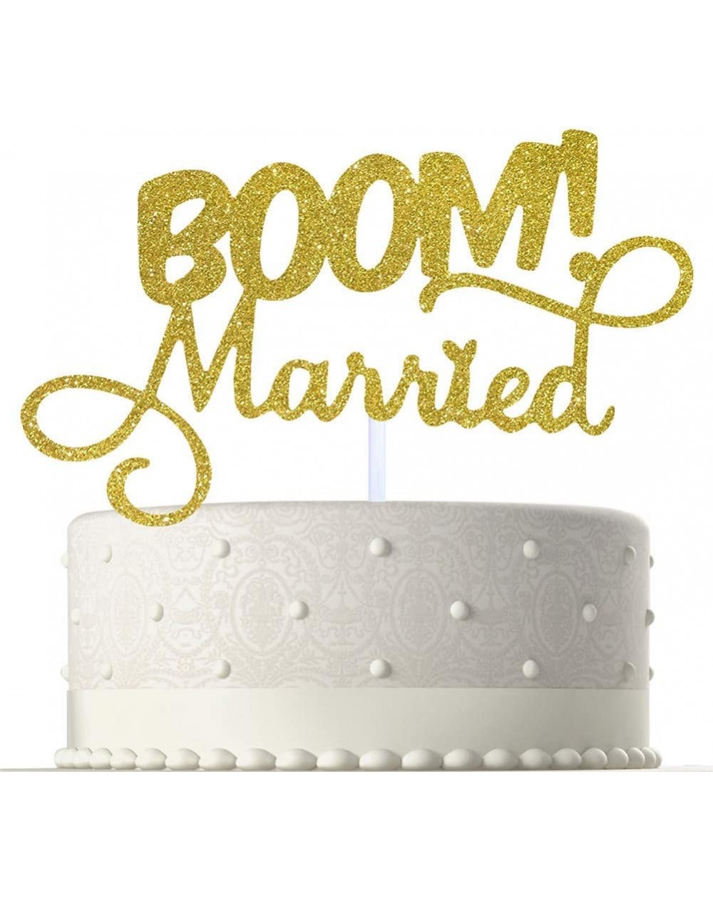 Cake & Cupcake Toppers BOOM! Married Wedding Cake Topper- Gold Glitter Funny Cake Topper- Quirky- Nerdy Topper - CJ19GALY9KD ...