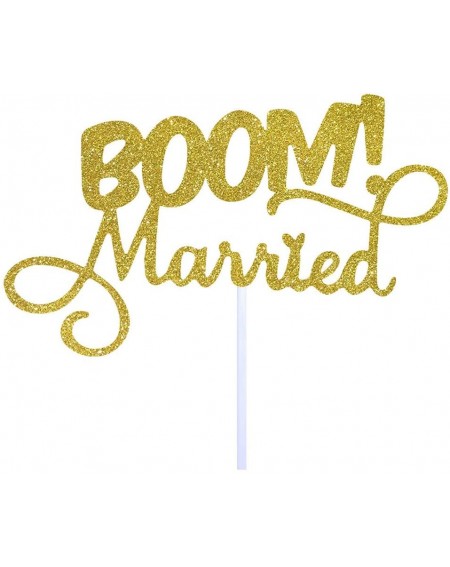 Cake & Cupcake Toppers BOOM! Married Wedding Cake Topper- Gold Glitter Funny Cake Topper- Quirky- Nerdy Topper - CJ19GALY9KD ...