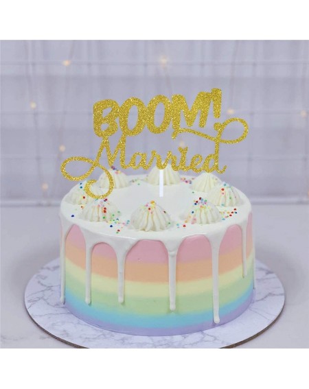 Cake & Cupcake Toppers BOOM! Married Wedding Cake Topper- Gold Glitter Funny Cake Topper- Quirky- Nerdy Topper - CJ19GALY9KD ...