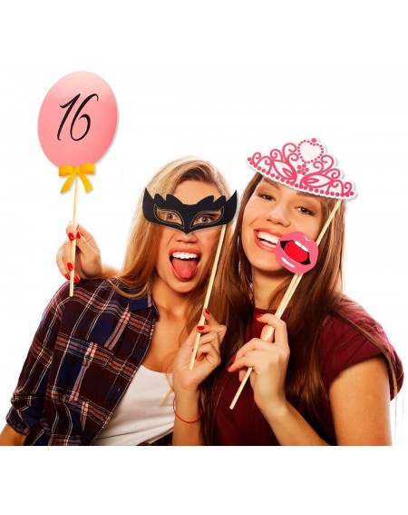 Photobooth Props Sweet 16th Birthday Photo Booth Props (44Pcs) for Girls- Funny Sweet Sixteen Birthday Party Photo Props with...