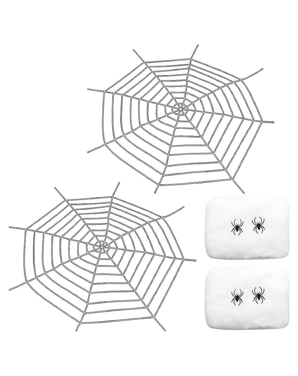 Party Packs Giant Spider Web(2 Pack 9 Ft)-Super Stretch Cobweb(2 Pieces) and 4 Fake Realistic Spiders Set for Halloween Party...