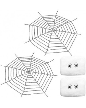 Party Packs Giant Spider Web(2 Pack 9 Ft)-Super Stretch Cobweb(2 Pieces) and 4 Fake Realistic Spiders Set for Halloween Party...